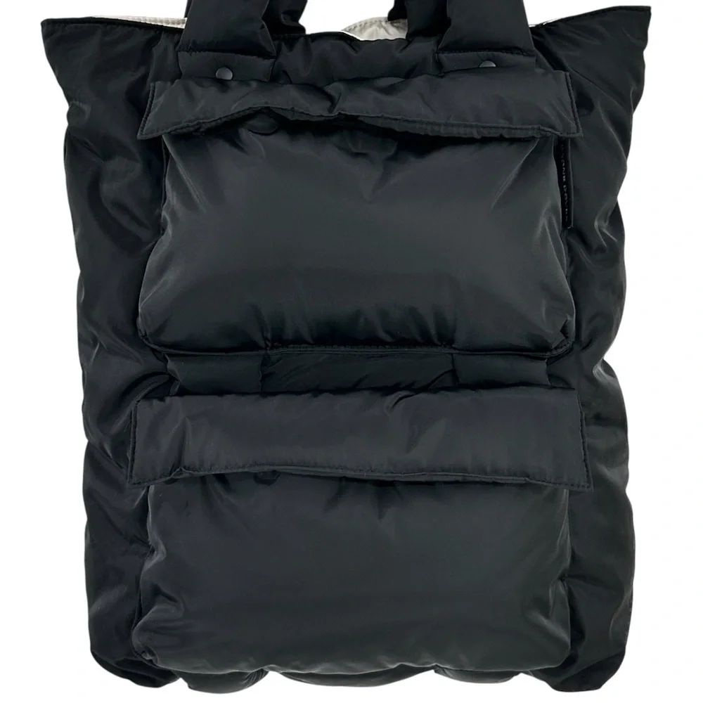 DAGNE DOVER Jemi Cargo Puff Tote - Black Nylon Puffer Tote Bag Laptop Bag